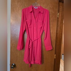 Express Fuchsia Button-Up Dress